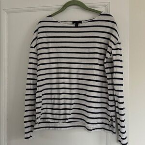 Jcrew white and navy striped long sleeve